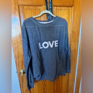 Women’s Grey “Stand for Love” Long Sleeve Shirt Size 1X C&C California